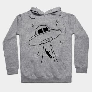 cat alien abduction line art Hoodie